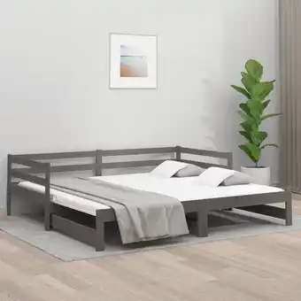 ManoMano Tagesbett Ausziehbar，Doppelbett，Gästebett，Jugendbett für Gästezimmer Schlafzimmer Grau 2x(80x200) cm Massivholz Kiefer VESS53 Angebot