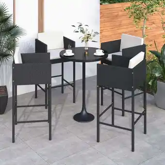 ManoMano 4er Set Barhocker,Barstuhl,Bistrohocker für Esszimmer, Küche, Theke, Bar mit Kissen Schwarz Poly Rattan VCWS754047 Maisonchic Angebot