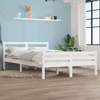 ManoMano Massivholzbett Doppelbett Bett für Schlafzimmer Weiß 120x200 cm DE33599 - Weiß Angebot