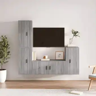 ManoMano 4-tlg. TV-Schrank-Set TV-Lowboards für Wohnzimmer TV-Möbel Grau Sonoma Holzwerkstoff FRJR539413 Maisonchic Angebot