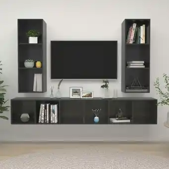 ManoMano TV-Wandschränke 4 Stk. TV-Schrank TV-Möbel Hochglanz-Grau Holzwerkstoff VMIEB97948 Maisonchic Angebot