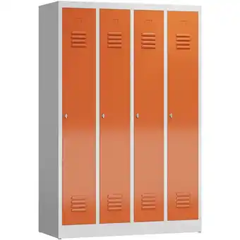 ManoMano Steelboxx - 4er Spind, Spindschrank, Kleiderspind 4 Abteile, 180x120x50cm, lichtgrau/feuerrot - rot Angebot