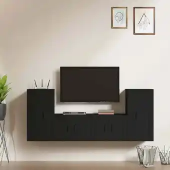 ManoMano 4-tlg. TV-Schrank-Set TV-Lowboards für Wohnzimmer TV-Möbel Schwarz Holzwerkstoff DE35554 - Schwarz Angebot