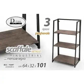 ManoMano Urban Industrial Bücherregal mit 3 Regalen cm 63,5 x 30 x 101 h Angebot