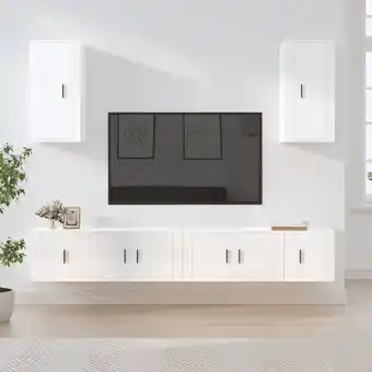 ManoMano 6-tlg. TV-Möbel TV-Lowboard,TV-Schrank-Set für Wohnzimmer TV-Wandschränke Hochglanz-Weiß Holzwerkstoff Maisonchic 95147 - Wei Angebot