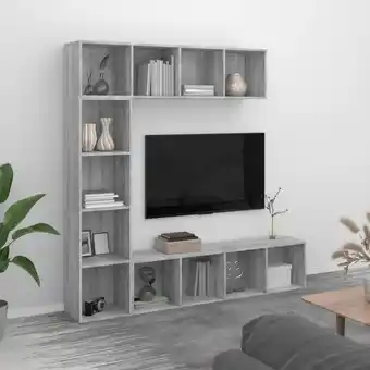 ManoMano 3-tlg. Bücherregal-/TV-Möbel,TV-Schrank-Set TV-Lowboard,TV-Wandschränke für Wohnzimmer Grau Sonoma 180x30x180 cm Maisonchic 8 Angebot