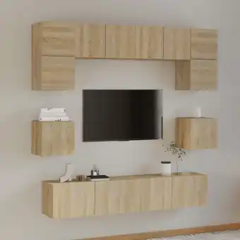 ManoMano 8-tlg. TV-Schrank-Set TV-Lowboards für Wohnzimmer TV-Möbel Sonoma-Eiche Holzwerkstoff FRJR247290 Maisonchic Angebot