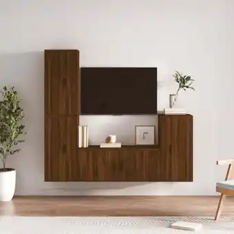 ManoMano 4-tlg. TV-Schrank-Set TV-Lowboards für Wohnzimmer TV-Möbel Braun Eichen-Optik Holzwerkstoff FRJR686274 Maisonchic Angebot