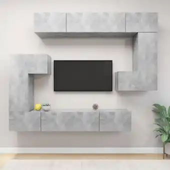 ManoMano 8-tlg. TV-Schrank-Set TV-Lowboards für Wohnzimmer TV-Möbel Betongrau Holzwerkstoff BRYJ617778 Maisonchic Angebot