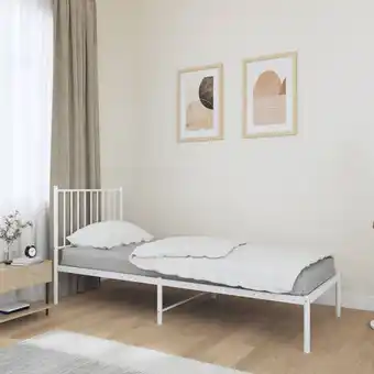 ManoMano Maisonchic - Bettgestell mit Kopfteil, Schlafzimmerbett, Erwachsenenbett Metall Weiß 80x200 cm FBDSC800580 Angebot