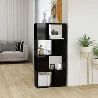 ManoMano Maisonchic - Bücherregal Raumteiler,Aufbewahrungsregal für Wohnzimmer & Arbeitszimme,Bücherschrank Hochglanz-Schwarz 60x24x12 Angebot