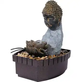 ManoMano dobar LED-Zimmerbrunnen mit Buddha-Figur, Wasserspiel mit Pumpe, 20,5 x 16,5 x 27 cm, Grau Angebot