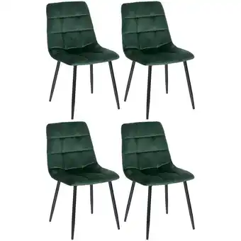 ManoMano CLP - 4er Set Esszimmerstuhl Tilde grün Samt Angebot