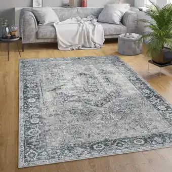 ManoMano Teppich Wohnzimmer Flachgewebe Orient Marokkanisch Ornamente Vintage Waschbar 60x100 cm, Grau 2 - Paco Home Angebot