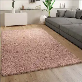 ManoMano Hochflor Teppich Wohnzimmer Shaggy Langflor Modern Einfarbig Rosa 70x250 cm - Paco Home Angebot