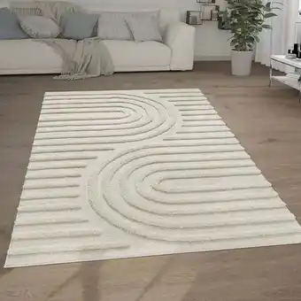 ManoMano Hochflor Teppich Wohnzimmer Shaggy 3D Optik Ethno Boho Vintage Look Weich 200x280 cm, Creme 7 - Paco Home Angebot