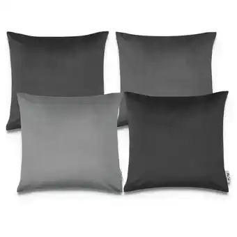 ManoMano Samt Kissenbezug 4er Set Kissenbezüge Deko Wohnzimmer Kissenhülle Sofa Grau, 4pcs-Set - Paco Home Angebot