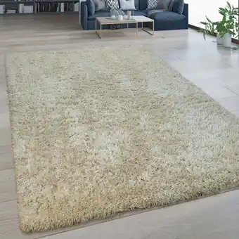 ManoMano Hochflor Wohnzimmer Teppich Waschbar Shaggy Flokati Optik Einfarbig In Beige 60x100 cm - Paco Home Angebot