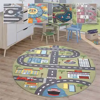 ManoMano Kinderteppich Teppich Rund Kinderzimmer Spielteppich Straßenteppich Modern 200 cm Rund, Creme 2 - Paco Home Angebot