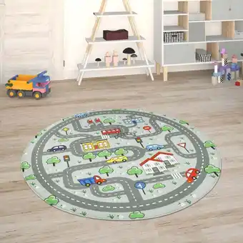 ManoMano Kinderteppich Teppich Kinderzimmer Spielmatte Straßenteppich Spielteppich Grau, 80 cm Rund - Paco Home Angebot