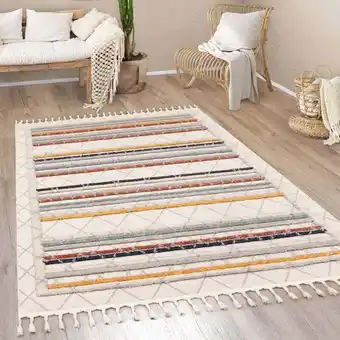 ManoMano Paco Home - Teppich Wohnzimmer Kurzflor Boho Modern Ethno Skandi Geometrisch Fransen 160x230 cm, Bunt 2 Angebot