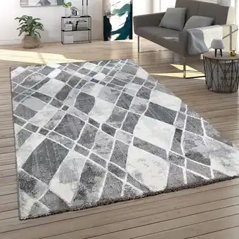 ManoMano Teppich Wohnzimmer Kurzflor Modern 3D Effekt Vintage Skandi Muster Abstrakt Grau 80x150 cm - Paco Home Angebot