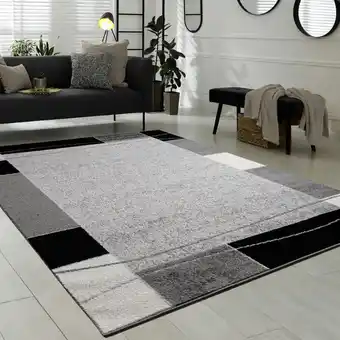 ManoMano Teppich Wohnzimmer Kurzflor Marokkanische Kreis Und Bordüren Muster Modern 80x150 cm, Grau 3 - Paco Home Angebot