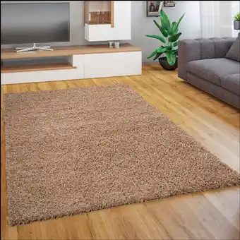 ManoMano Hochflor Teppich Wohnzimmer Schlafzimmer Shaggy Langflor Modern Einfarbig 40x60 cm, Beige - Paco Home Angebot