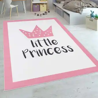 ManoMano Paco Home - Kinderteppich Kinderzimmer Mädchen Babyteppich Prinzessin Spruch Rosa 120x160 cm Angebot