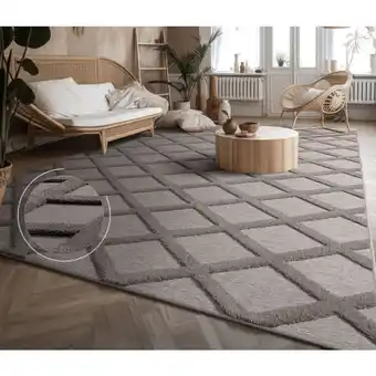 ManoMano Paco Home - Teppich Wohnzimmer Schlafzimmer Kurzflor Boho Skandi Raute 3D Grau Anthrazit Anthrazit, 230x340 cm Angebot