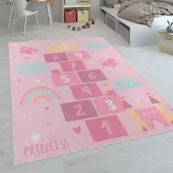 ManoMano Paco Home Kinder-Teppiche, Kurzflor-Teppiche für Kinderzimmer mit vers. Designs Spielteppiche Bunt 160 cm Rund, Pink 4 Angebot