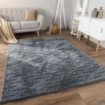 ManoMano Teppich Wohnzimmer Schlafzimmer Hochflor Skandinavisches Geometrisches Design 3D 60x100 cm, Anthrazit 5 - Paco Home Angebot