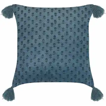 ManoMano Dekokissen mit Füllung Quasten Blumenmuster blau Samt 45 x 45 cm Modern Ribes - Blau Angebot