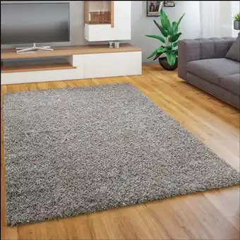 ManoMano Hochflor Teppich Wohnzimmer Schlafzimmer Shaggy Langflor Modern Einfarbig 190x280 cm, Grau - Paco Home Angebot