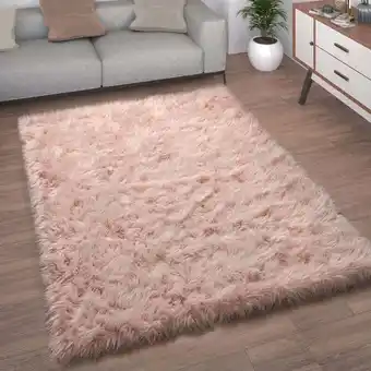 ManoMano Kunstfell Fellteppich Imitat Teppich Hochflor Sitzkissen Herzform Rund Fell Form Rosa, 90 cm Rund - Paco Home Angebot