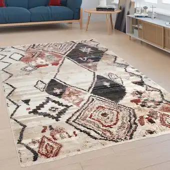 ManoMano Designer-Teppich, Kurzflor Für Wohnzimmer, Modernes Rauten-Design, In Bunt 80x150 cm - Paco Home Angebot