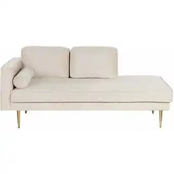 ManoMano Chaiselongue Samtstoff beige linksseitig goldenes Gestell Modern Miramas - Beige Angebot