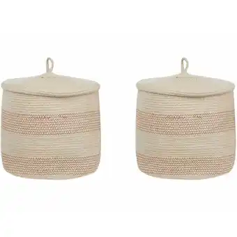 ManoMano 2er Set aus Baumwolle geflochtene Aufbewahrung Körbe Hell Beige und Rosa Silopi - Beige Angebot