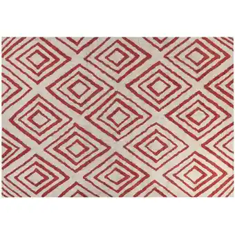 ManoMano Teppich Baumwolle weiß / rot geometrisches Muster 160 x 230 cm Modern Haskoy - Weiß Angebot