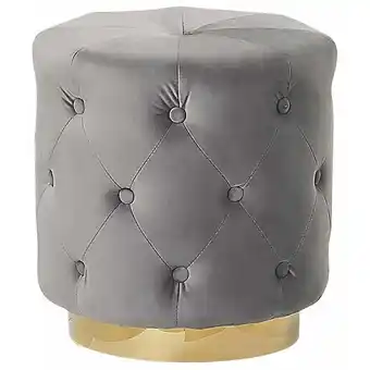 ManoMano Beliani - Pouf hellgrau 40 x 40 cm Samtstoff goldener Akzent Carrollton - Grau Angebot