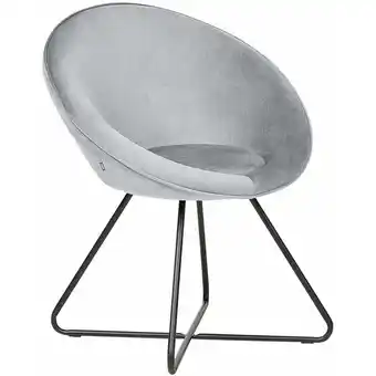 ManoMano Sessel rund Samtstoff grau mit Kufengestell Metall schwarz Retro-Design Floby ii - Grau Angebot