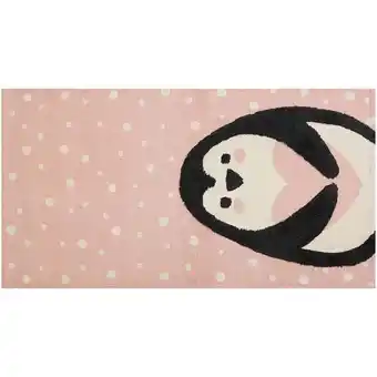 ManoMano Beliani - Kinderzimmer Teppich Baumwolle Penguin Aufdruck 80 x 150 cm Rosa Spielzimmer Pengkol - Rosa Angebot