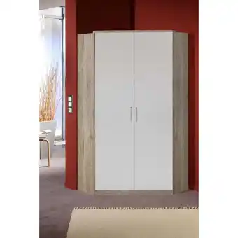 ManoMano Jugendzimmer Eckkleiderschrank mit 2 Türen JOHANNESBURG-43 in Eiche Nb. mit weiß, b/h/t: ca. 95/199/95 cm - braun Angebot