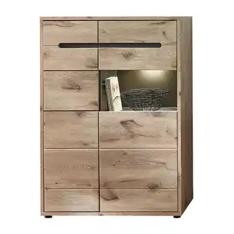 ManoMano Lomadox - Highboard mit led Beleuchtung BURNHAM-36 in Eiche Nb. mit graphit, b/h/t ca. 90/128/38 cm - braun Angebot