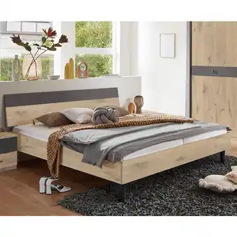 ManoMano Doppelbett Liegefläche 180x200 cm BRADFORD-43 Eiche mit graphit - braun Angebot