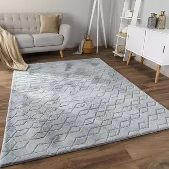 ManoMano Teppich Wohnzimmer Schlafzimmer Hochflor Skandinavisches Geometrisches Design 3D 200x280 cm, Grau 5 - Paco Home Angebot