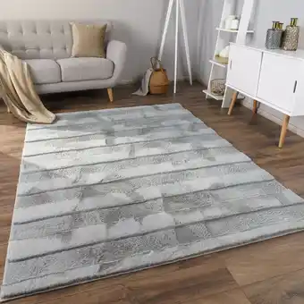 ManoMano Teppich Wohnzimmer Schlafzimmer Hochflor Skandinavisches Geometrisches Design 3D 160x220 cm, Grau 4 - Paco Home Angebot