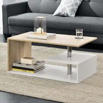 ManoMano Couchtisch Haarlem 90x50x41 cm in Weiß Eiche-Optik [en.casa] Weiß / Eiche Angebot