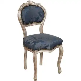 ManoMano Französischer Sessel im Louis XVI-Stil aus massivem Buchenholz, silber und blau lackiert - Gold und Blau Angebot