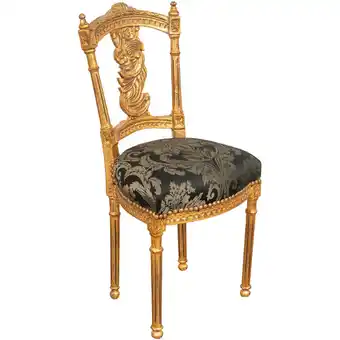 ManoMano Französischer Sessel im Louis-XVI-Stil aus massivem Buchenholz - Gold und Schwarz Angebot